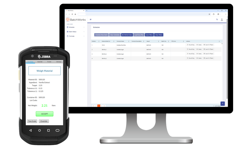 BatchWorks Interface Desktop Schedule and Weigh Material Scanner